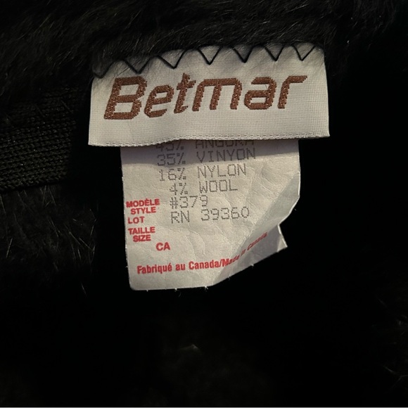 60s Angora Fur Hat Vintage Betmar Black Bucket Holly Golightly Furry OS - Picture 8 of 13